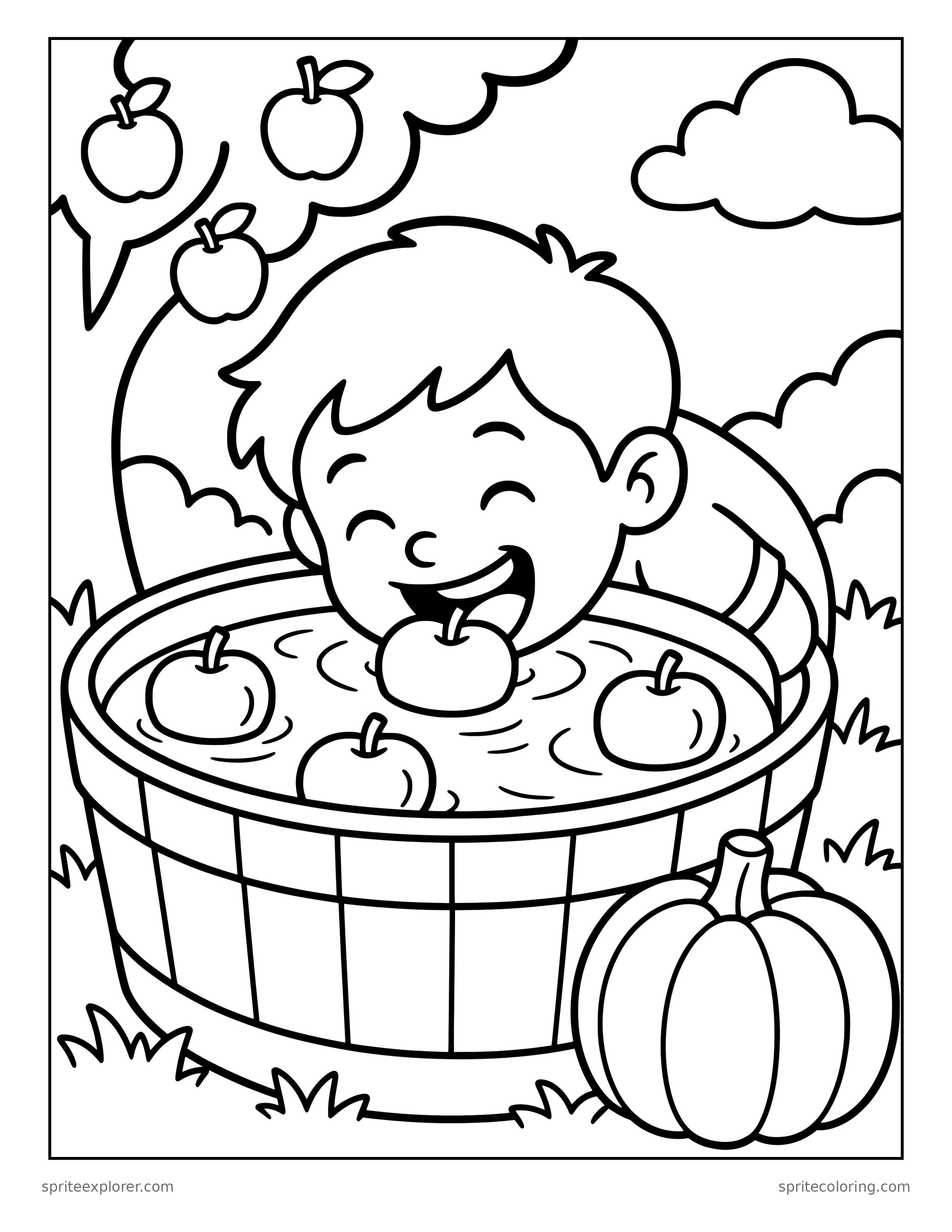Bobbing for Apples Coloring Page