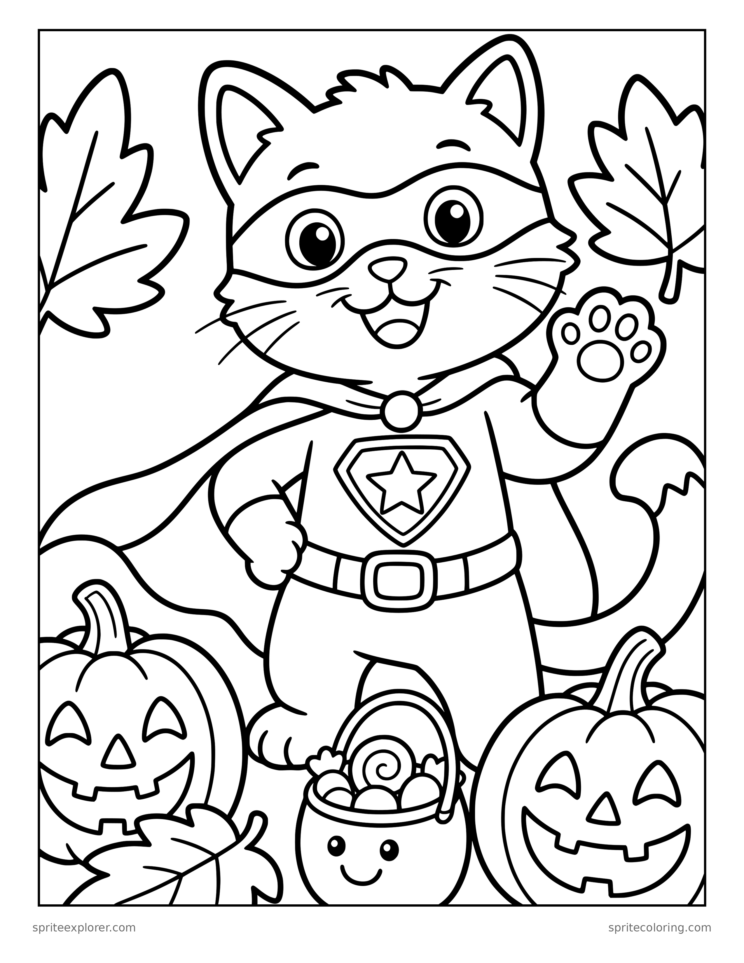 Halloween Cat Costume Parade Coloring Page