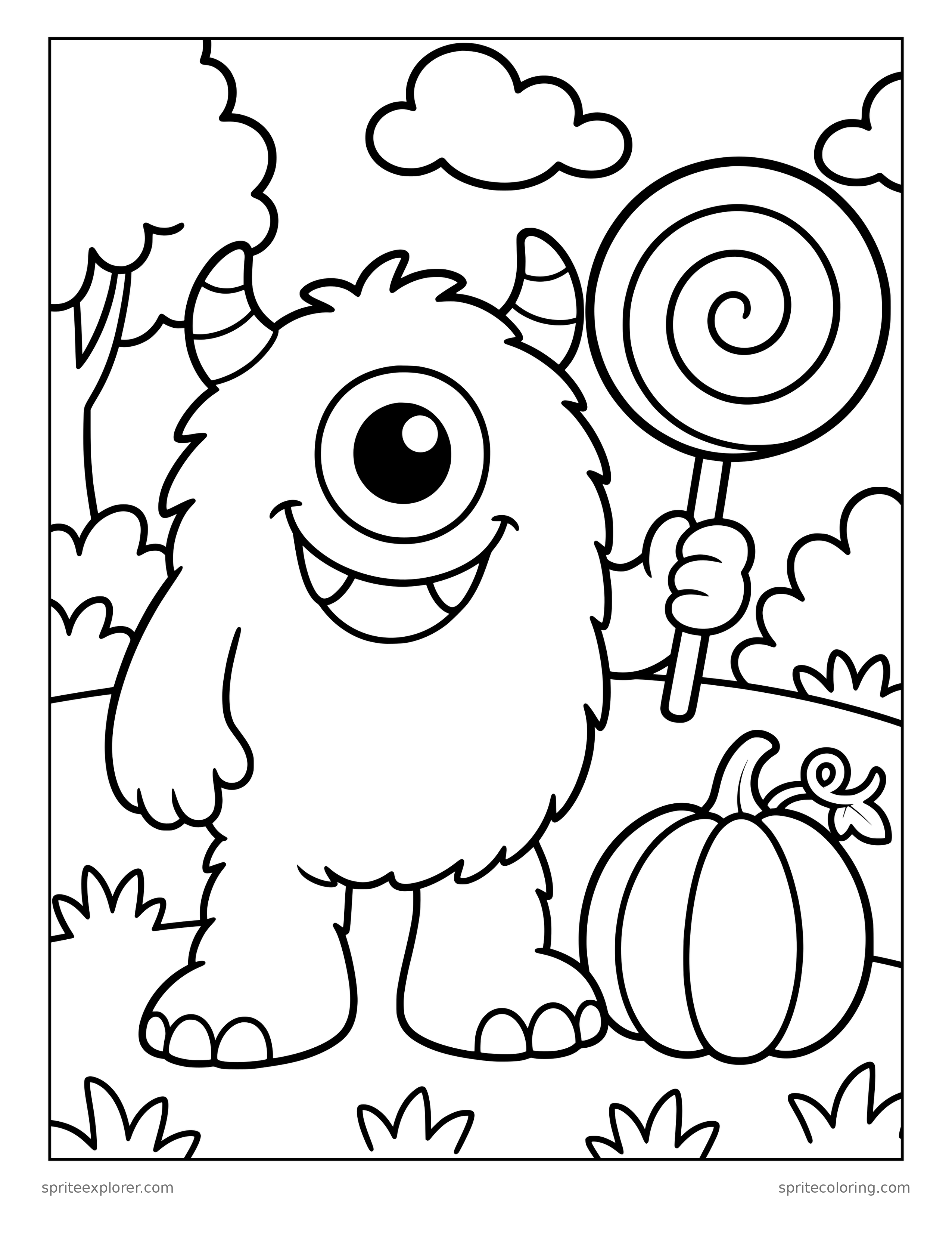 Friendly One-Eyed Monster Coloring Page