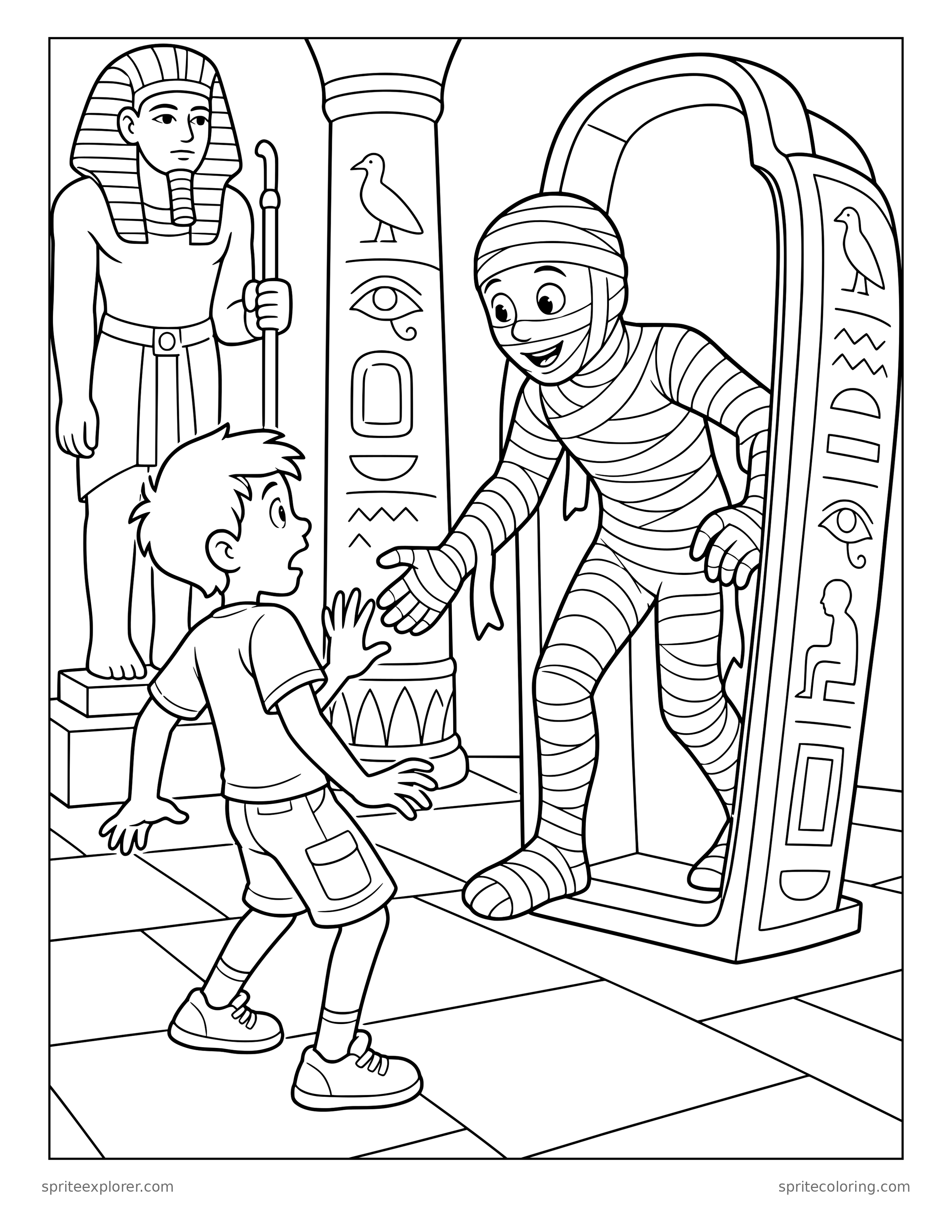 Mummy at the Museum Coloring Page