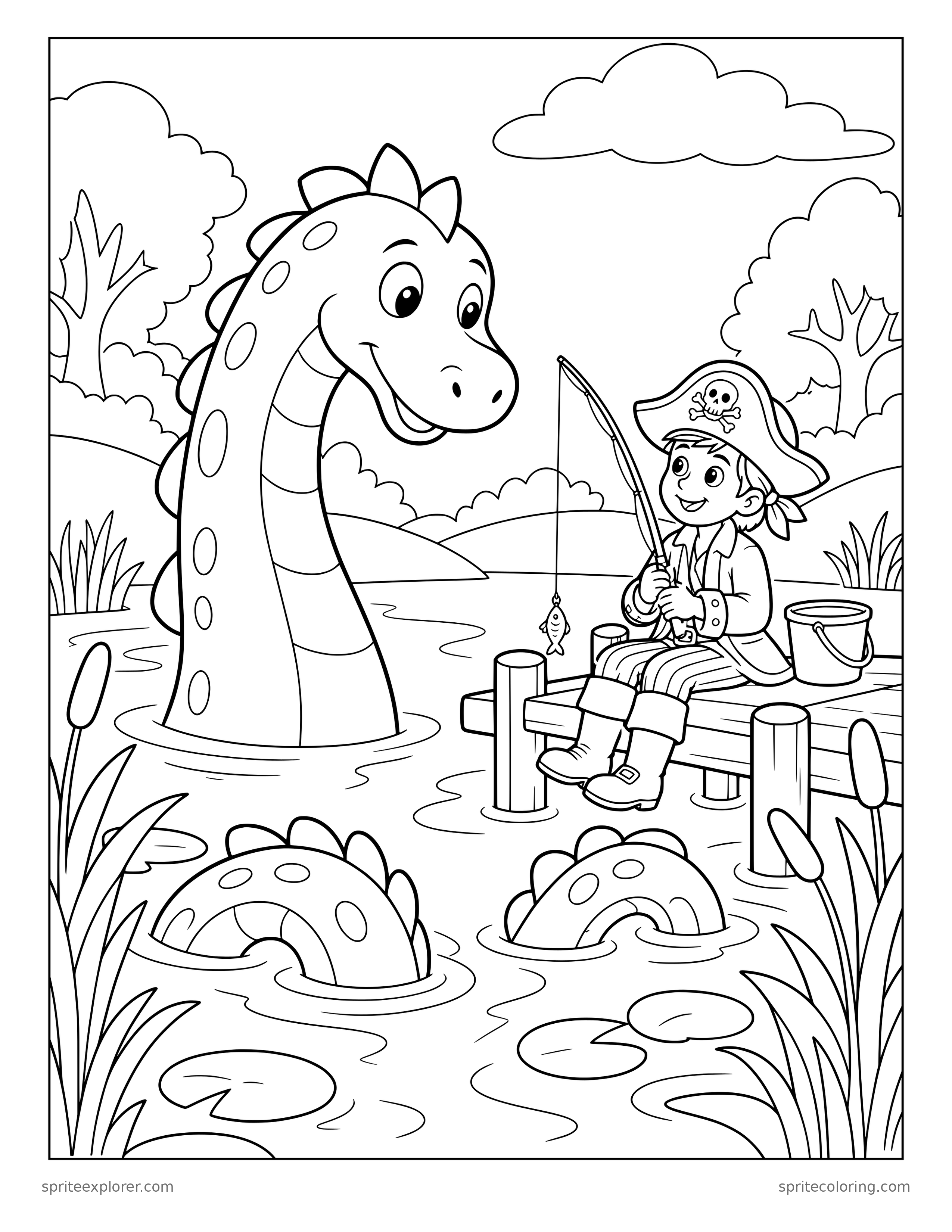 Pond Sea Serpent Coloring Page