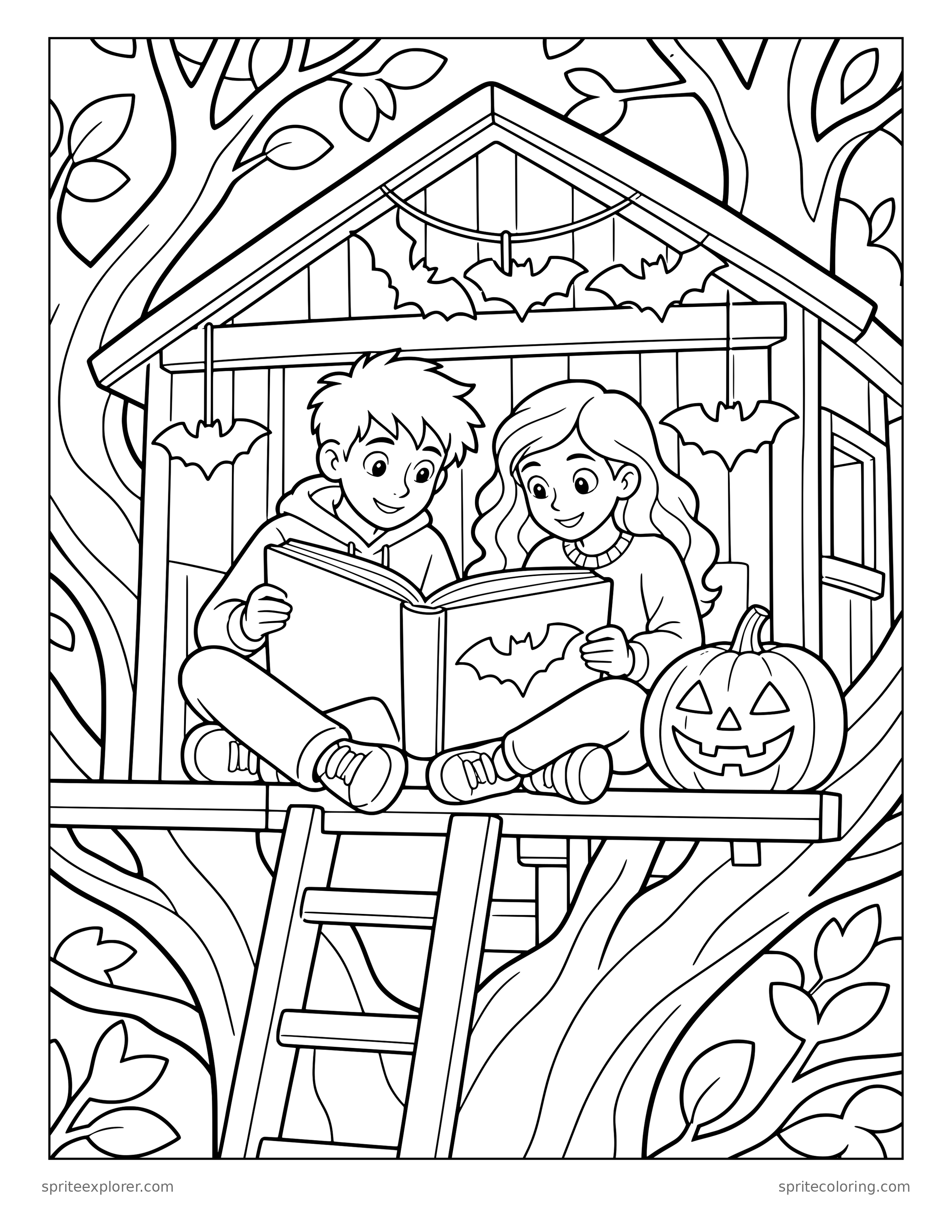 Treehouse Story Time Coloring Page