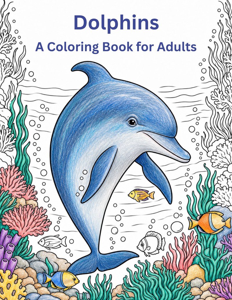 Cover of Dolphins: A Coloring Book for Adults.