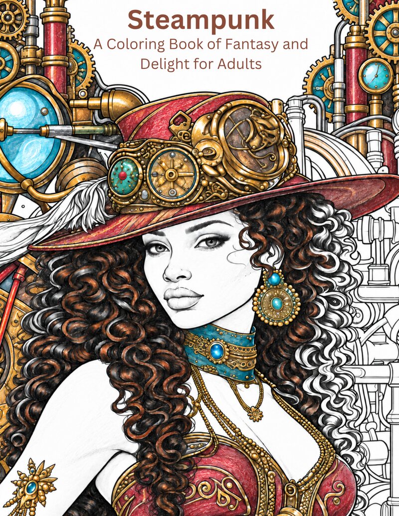 Cover of Steampunk: A Coloring Book of Fantasy and Delight for Adults.