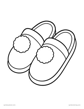 Printable adult coloring page: pair of slippers.