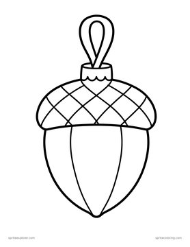 Printable adult coloring page: acorn ornament.