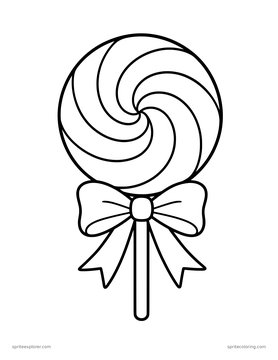 Printable adult coloring page: swirl lollipop.