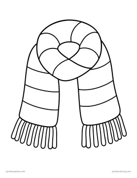 Printable adult coloring page: striped knit scarf.