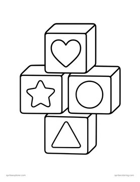 Printable adult coloring page: toy blocks.